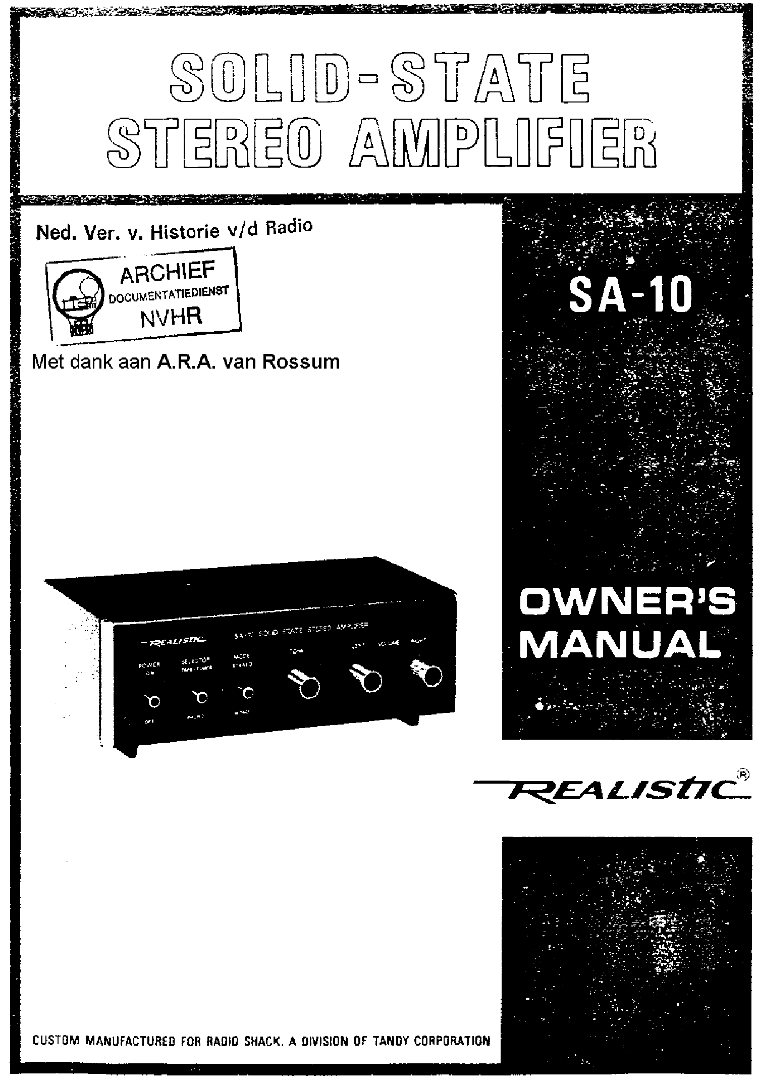 realistic mpa-20 amplifier manual services