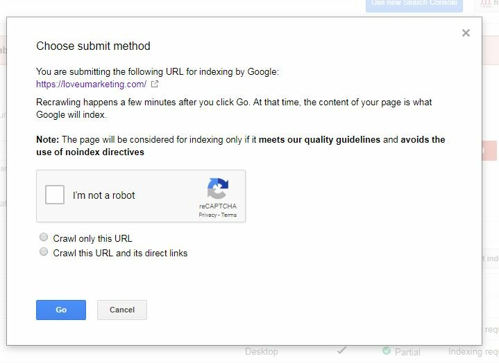 manually add a site to google search console