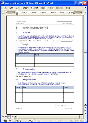 ms word professional manual template