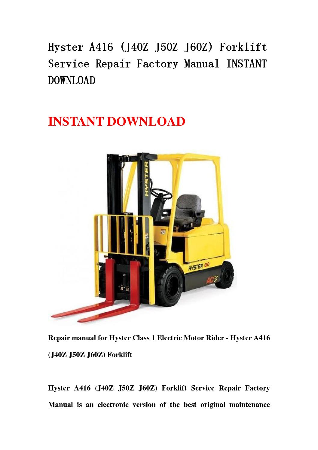 hyster 50 forklift operating manual